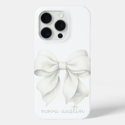 Trendweißer Bow Personalisiert mit Name Monogram Case-Mate iPhone Hülle (Rückseite)