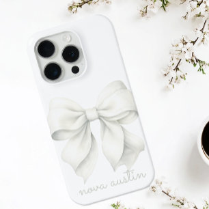 Trendweißer Bow Personalisiert mit Name Monogram Case-Mate iPhone Hülle