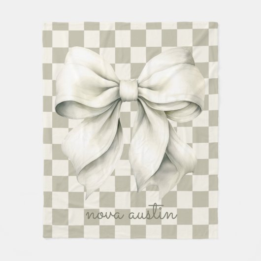 Trendweißer Bow Personalisiert mit Name Monogram Fleecedecke (Vorderseite)