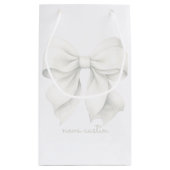 Trendweißer Bow Personalisiert mit Name Monogram Kleine Geschenktüte (Rückseite)