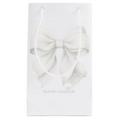 Trendweißer Bow Personalisiert mit Name Monogram Kleine Geschenktüte (Vorderseite)