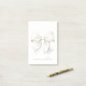 Trendweißer Bow Personalisiert mit Name Monogram Post-it Klebezettel (Auf Schreibtisch)