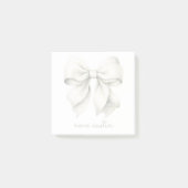 Trendweißer Bow Personalisiert mit Name Monogram Post-it Klebezettel (Vorderseite)