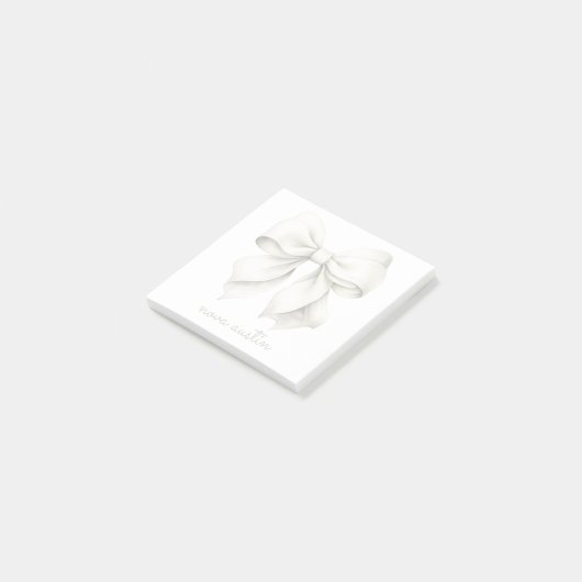 Trendweißer Bow Personalisiert mit Name Monogram Post-it Klebezettel (angewinkelt)