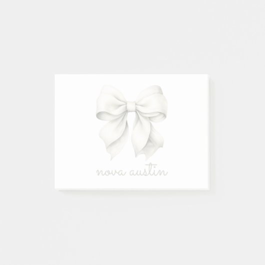 Trendweißer Bow Personalisiert mit Name Monogram Post-it Klebezettel (Vorderseite)