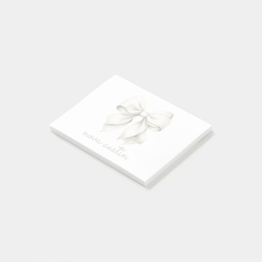 Trendweißer Bow Personalisiert mit Name Monogram Post-it Klebezettel (angewinkelt)