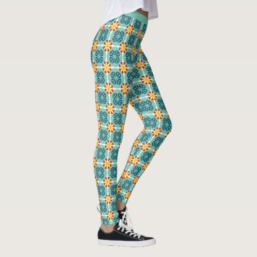 Trendwestern Pattern Blau Gelb Orange Leggings (Rechts)