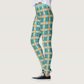 Trendwestern Pattern Blau Gelb Orange Leggings (Links)