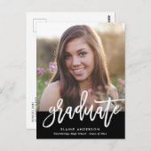 Trendwhite Brush-Skript-Abschluss-Einladung Postkarte (Vorne/Hinten)