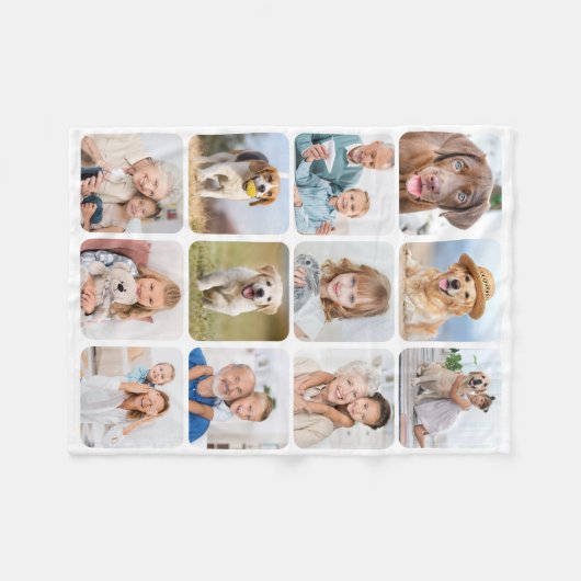 Trendy 12 Foto Collage Personalisiert Fleecedecke (Vorderseite (Horizontal))