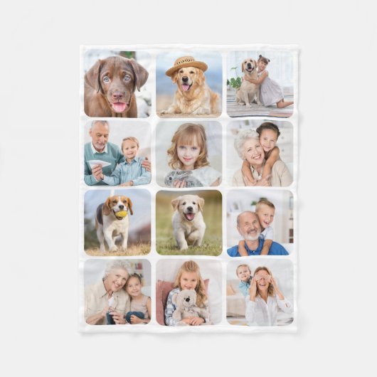 Trendy 12 Foto Collage Personalisiert Fleecedecke (Vorderseite)