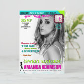 Trendy 16 . Geburtstag Magazine Cover Einladungen (Stehend Vorderseite)