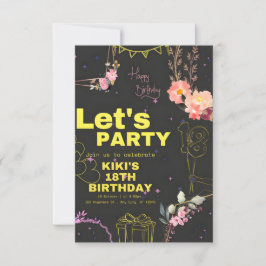 Trendy 18. Geburtstagsparty Einladungskarte Einladung
