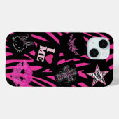 Trendy 2000er Jahre rosa und schwarz Case-Mate iPhone Hülle (Rückseite (Horizontal))