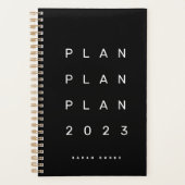 Trendy 2023 Modernes Schwarzes Monatszeitschrift W Planer (Vorderseite)