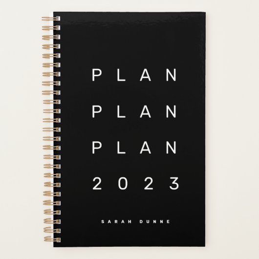 Trendy 2023 Modernes Schwarzes Monatszeitschrift W Planer (Vorderseite)