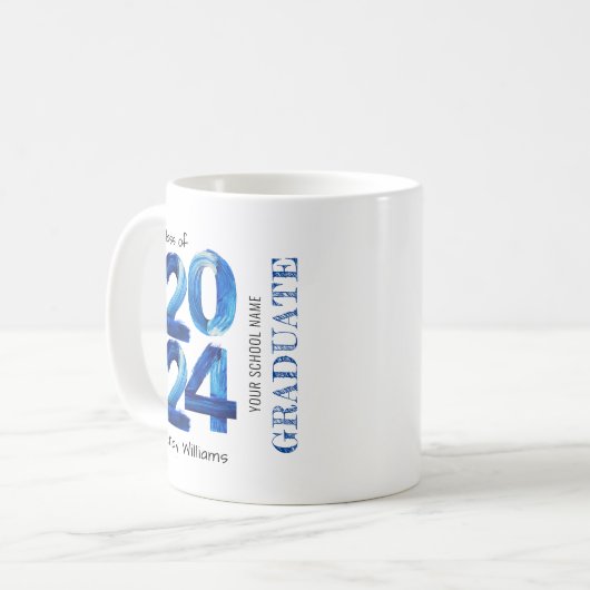 Trendy 2024 Abschluss Gift Blue Kaffeetasse (Vorderseite Links)