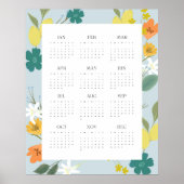 Trendy 2025 Pastel Blue Wildblume Full Calendar Poster (Vorne)