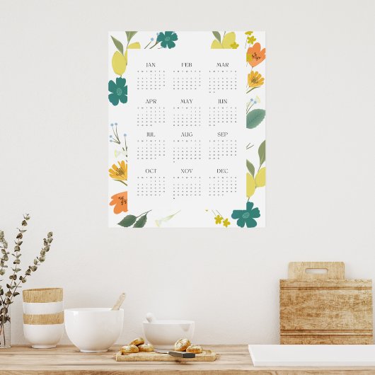 Trendy 2025 Wildblume 12 Monate Kalender Poster (Küche)
