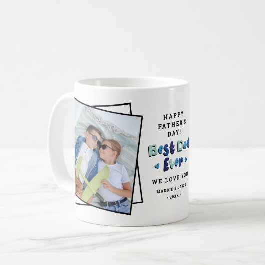 Trendy 2 Foto "Bester Vater je Keepake Vathers Day Kaffeetasse (Vorderseite Links)