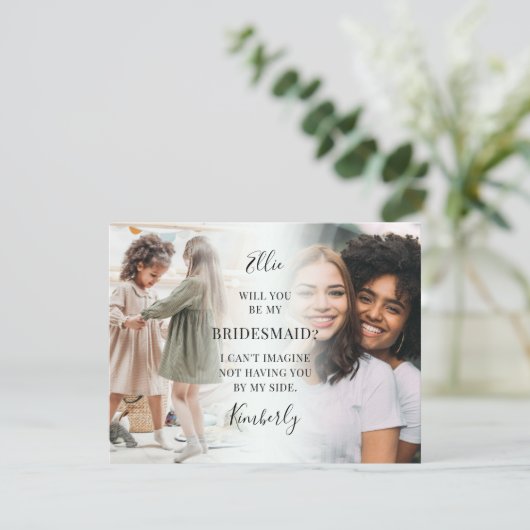 Trendy 2 Foto Werden Sie meine Bridesmaid? Vorschl (Stehend Vorderseite)