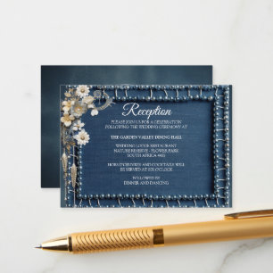 Trendy 3-D Blue Denim Print mit Kostümschmuck Begleitkarte