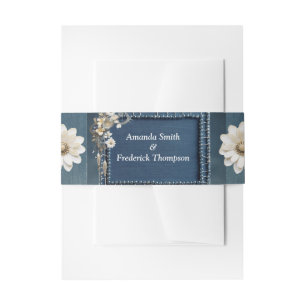Trendy 3-D Blue Denim Print mit Kostümschmuck Einladungsbanderole