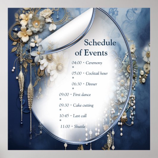 Trendy 3-D Blue Denim Print mit Kostümschmuck Poster (Vorne)