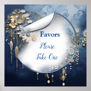 Trendy 3-D Blue Denim Print mit Kostümschmuck Poster