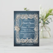 Trendy 3-D Denim Print mit Kostümschmuck Einladung (Stehend Vorderseite)