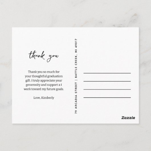 Trendy 3 Foto Collage Abschluss Vielen Dank Postkarte (Rückseite)