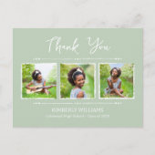 Trendy 3 Foto Collage Abschluss Vielen Dank Postkarte (Vorderseite)