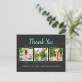Trendy 3 Foto Collage Abschluss Vielen Dank Postkarte (Stehend Vorderseite)
