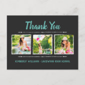 Trendy 3 Foto Collage Abschluss Vielen Dank Postkarte (Vorderseite)