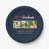 Trendy 3 Foto Collage Graduation Party Pappteller (Vorderseite)