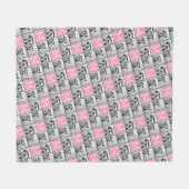Trendy 3 Foto Collage Grau Pink Monogram Fleecedecke (Vorderseite (Horizontal))