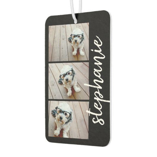 Trendy 3 Fotos Schwarz & Weiß, moderne Skriptnamen Autolufterfrischer (Links)