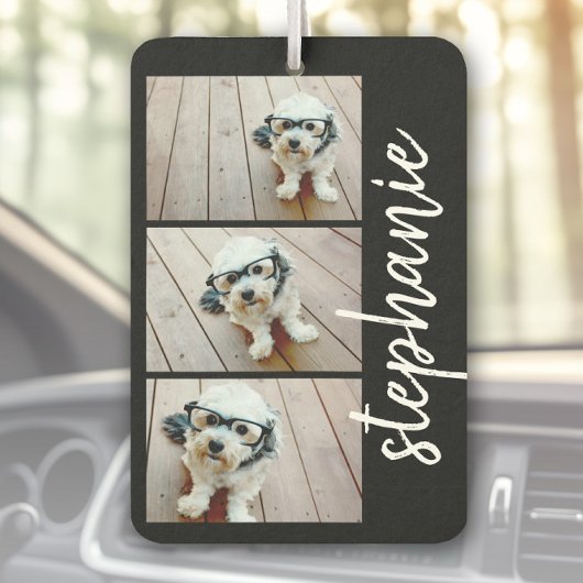 Trendy 3 Fotos Schwarz & Weiß, moderne Skriptnamen Autolufterfrischer