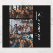 Trendy 3 Fotos Schwarz & Weiß, moderne Skriptnamen Bierflaschenetikett (Einzelnes Label)