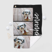 Trendy 3 Fotos schwarz - weißer, moderner Script-N Golfhandtuch (Insitu)