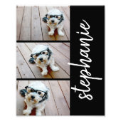 Trendy 3 Fotos Schwarz-weißer moderner Skriptname Fotodruck (Vorne)