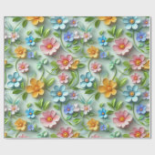 Trendy 3D Floral Daises | Moderne farbenfrohe Girl Geschenkpapier (Flach)