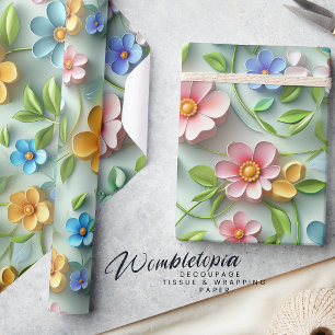 Trendy 3D Floral Daises   Moderne farbenfrohe Girl Geschenkpapier