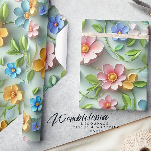 Trendy 3D Floral Daises | Moderne farbenfrohe Girl Geschenkpapier