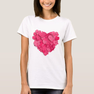 Trendy 3D Pink Heart T - Shirt