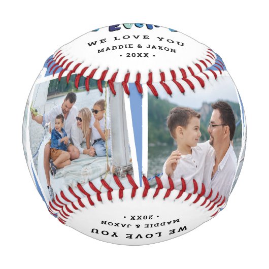 Trendy 4 Foto Bester Vater je Sake Vathers Day Baseball (Vorderseite)