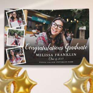 Trendy 4 Foto Collage Graduation Party Banner
