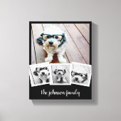 Trendy 4 Foto Collage Script Name White Black Can Leinwanddruck (Vorderseite)