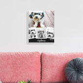 Trendy 4 Foto Collage Script Name White Black Leinwanddruck (Insitu (Wohnzimmer))