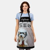 Trendy 4 Foto Collage Script Name White Black Schürze (Getragen)